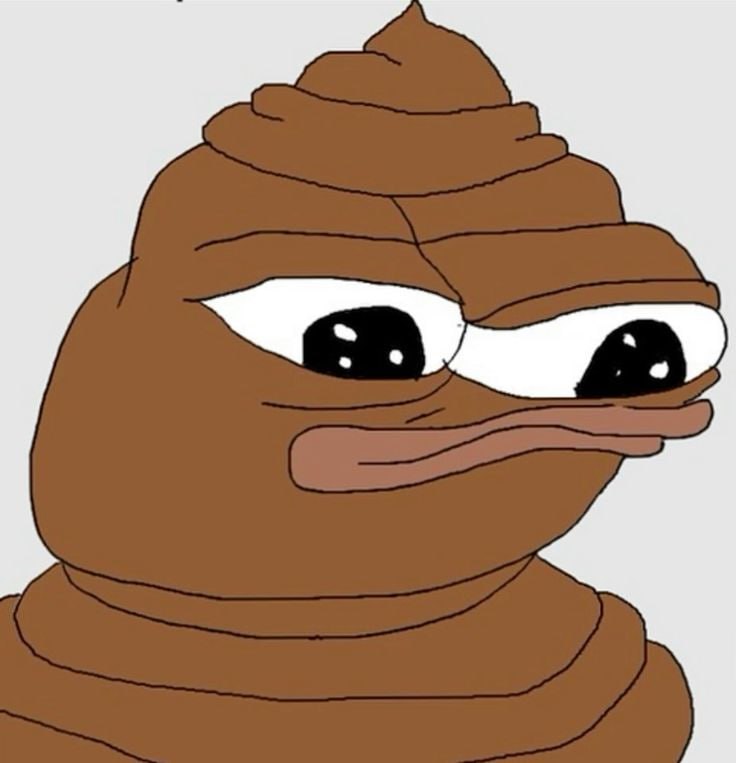 Brown POO PEPE frog character
